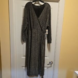Chic Black and Silver Long Sleeve Dress